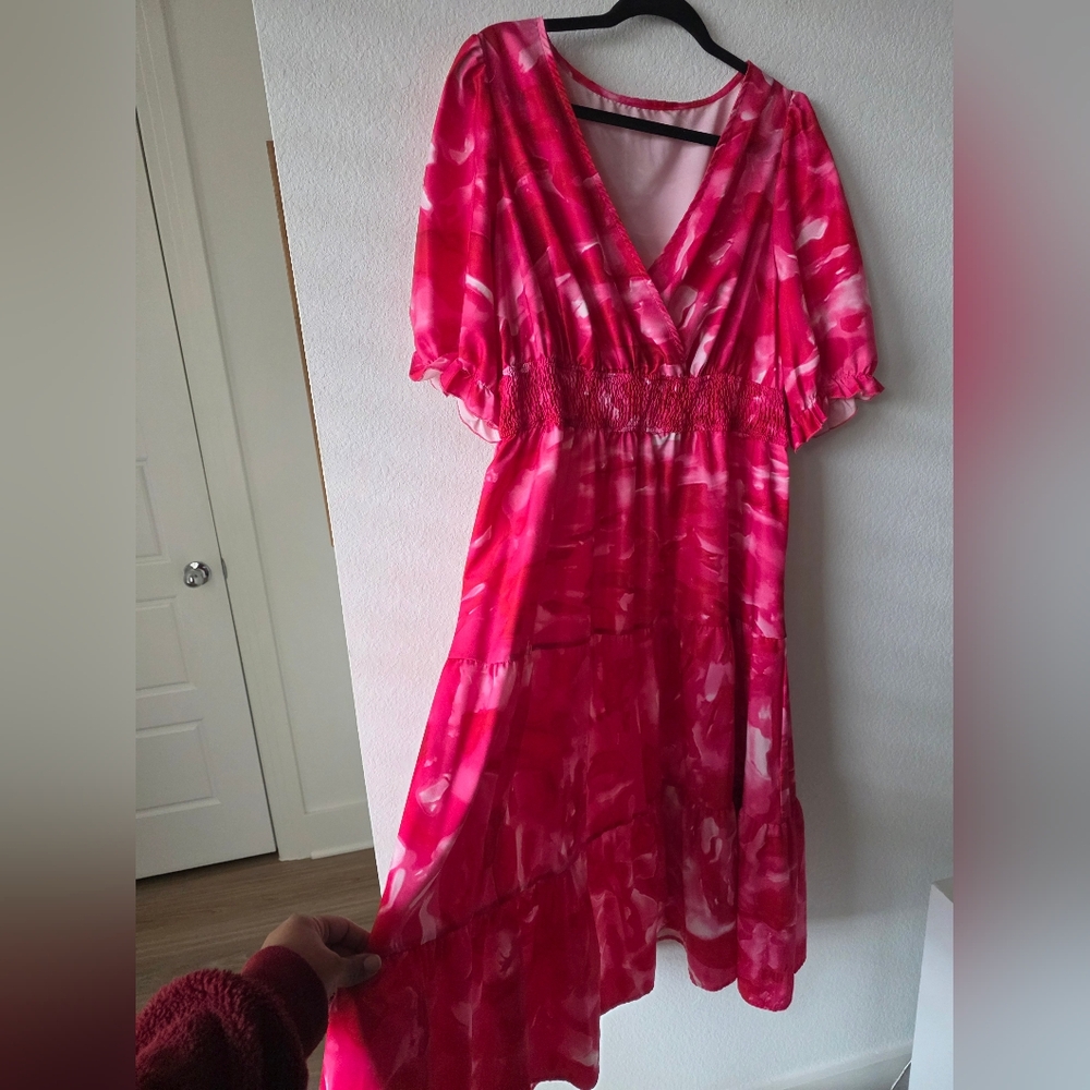 SHEIN Curve Plus Vibrant Pink Valentine Maxi Dress - Picture 4 of 11
